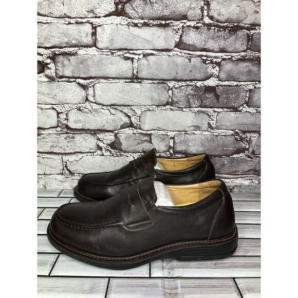 Gravity Defyer Ludvig Brown Leather Slip On Loafers Shoes Men’s Sz 8M US/41EU main image 6